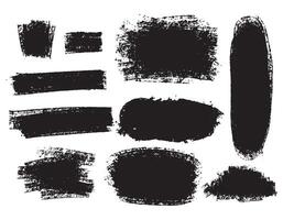 Vector black paint, rectangular ink brush strokes, and shapes set.