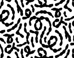 Brush curly lines seamless pattern. Scribble strokes vector background. Hand drawn doodle marker, curved lines. Black pencil sketches.