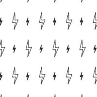 Lightning bolts vector seamless pattern. Doodle lightning signs, lightning bolt, energy thunder bolt, warning symbol illustration