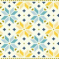 Ethnic ornaments pattern. Repeat pattern of yellow and blue colors. vector