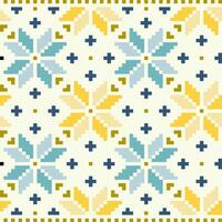 Ethnic ornaments pattern. Repeat pattern of yellow and blue colors. vector