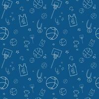 Repeating basketball pattern. Included the icons as basketball hoop, balls, Winner's Cup, medal and more. vector