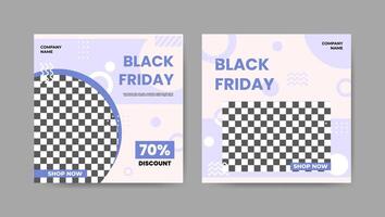 Collection of trendy black friday social media post templates. Square banner design background. vector