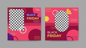 Collection of trendy black friday social media post templates. Square banner design background. vector