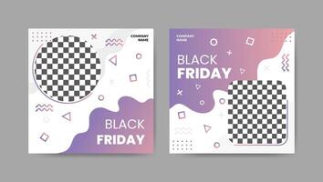 Collection of trendy black friday social media post templates. Square banner design background. vector