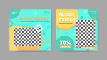 Collection of trendy black friday social media post templates. Square banner design background. vector