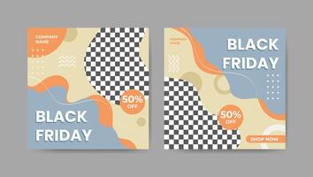 Collection of trendy black friday social media post templates. Square banner design background. vector