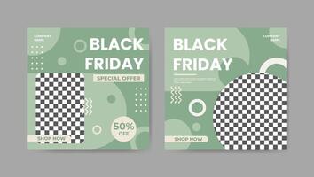 Collection of trendy black friday social media post templates. Square banner design background. vector