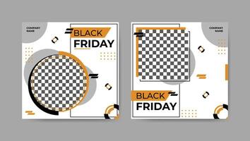 Collection of trendy black friday social media post templates. Square banner design background. vector