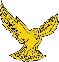 a yellow bird with wings spread out vector