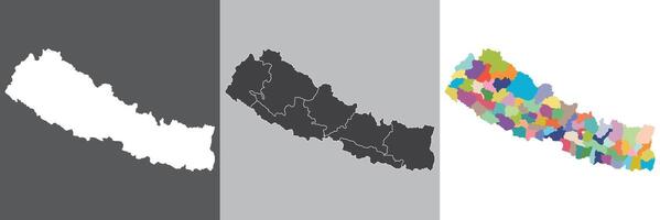 Nepal map. Map of Nepal in set vector