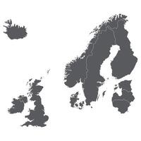 Northern Europe country Map. Map of Northern Europe in grey color. vector