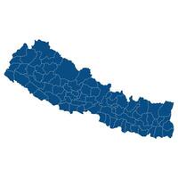 Nepal map. Map of Nepal in administrative Districts in blue color vector