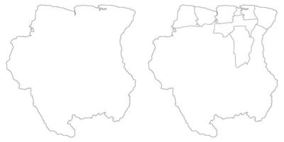 Surinam mapa. mapa de Surinam en blanco conjunto vector