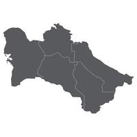 Turkmenistan map. Map of Turkmenistan in administrative provinces in grey color vector