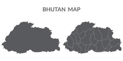 Bután mapa. mapa de Bután en gris conjunto vector