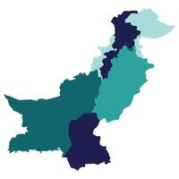 Pakistan map. Map of Pakistan in administrative provinces in multicolor vector