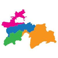 Tajikistan map. Map of Tajikistan in administrative provinces in multicolor vector