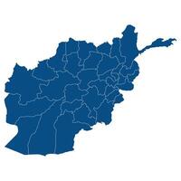 Afghanistan map. Map of Afghanistan in administrative provinces in blue color vector