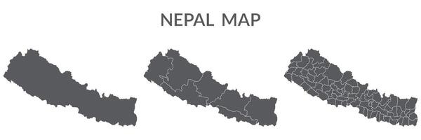 Nepal mapa. mapa de Nepal en gris conjunto vector