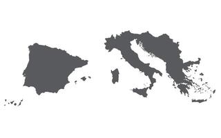 Southern Europe Map. Map of Southern Europe in grey color. vector