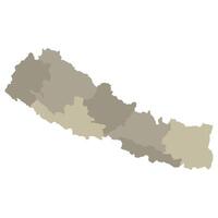 Nepal map. Map of Nepal in administrative provinces in multicolor vector