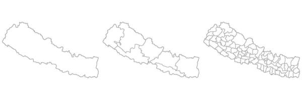 Nepal map. Map of Nepal in white set vector