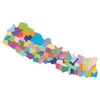 Nepal map. Map of Nepal in administrative Districts in multicolor vector