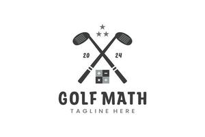 Modern Flat design Unique Mathematics Golf Ball club Graphic logo template Minimalist Golfing Logo vector