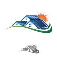 Solar home and sun save energy power and natural vector