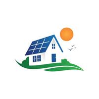 Solar home and sun save energy power and natural vector