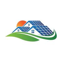 Solar home and sun save energy power and natural vector