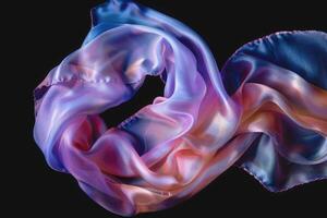 AI generated Silk scarf isolated on black background. photo