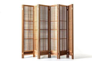 AI generated Wooden folding screens room divider isolated on white background. photo