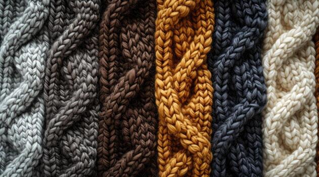 AI generated Knitted wool fabric texture background photo