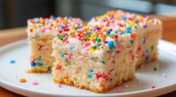 AI generated Confetti snack cake with sprinkles and frosting photo