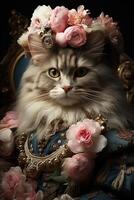 AI generated Noble Felines Majestic Cats in Royal photo
