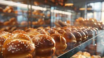 AI generated Crusty buns in store for sale photo