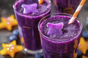 AI generated A health ramadan smoothie with purple color. photo