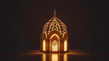 AI generated An Islamic lantern with geometric patterns and light photo