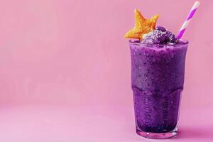 AI generated A health ramadan smoothie with purple color. photo