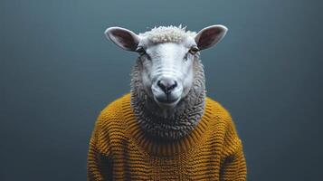 AI generated Sheep Portrait, A Captivating Glimpse into the World of Woolly Charm photo