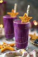 AI generated A health ramadan smoothie with purple color. photo