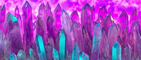 AI generated A stunning display of amethyst crystals with vibrant purple hues, creating a mesmerizing and mystical background photo