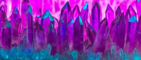 AI generated A stunning display of amethyst crystals with vibrant purple hues, creating a mesmerizing and mystical background photo