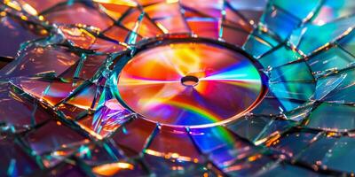 AI generated Explore the versatility and utility of digital media with this colorful array of compact discs photo