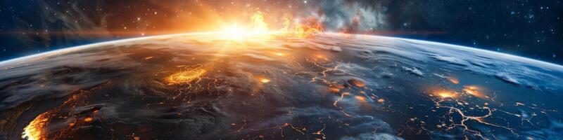 AI generated Apocalyptic Vision of Earth Engulfed in Flames photo