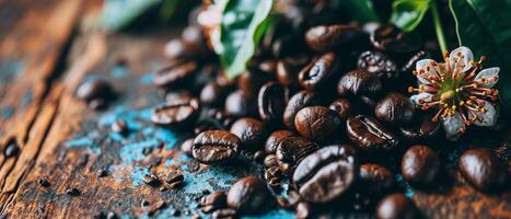 AI generated Roasted Coffee Beans Texture. Close-up of roasted coffee beans with visible textures and rich brown colors, evoking a fresh aroma photo