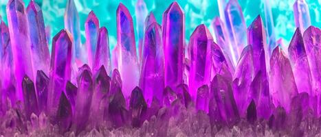 AI generated A stunning display of amethyst crystals with vibrant purple hues, creating a mesmerizing and mystical background photo
