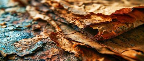 AI generated Dive into the rich textures of nature with this captivating close-up of weathered paper photo